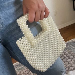 Beaded ivory purse bag